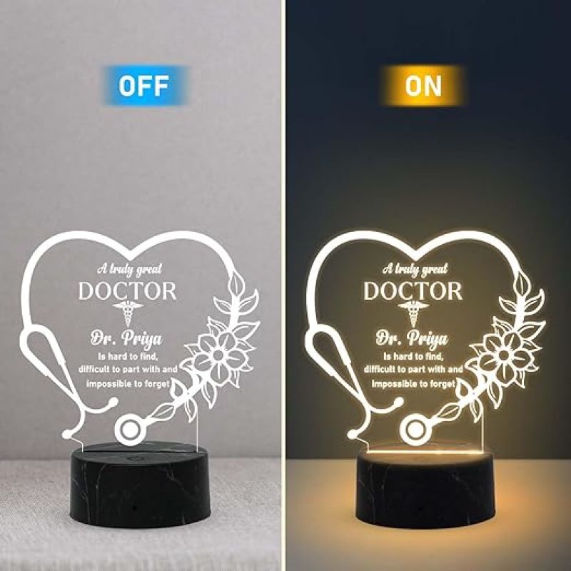 A Truly Great Doctor night lamp with Warm White Light Customized with Name Gift for Doctor Day Thankyou Gift for Doctor Clinic Decor