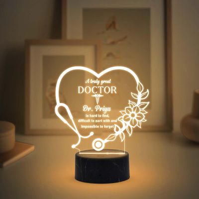 A Truly Great Doctor night lamp with Warm White Light Customized with Name Gift for Doctor Day Thankyou Gift for Doctor Clinic Decor