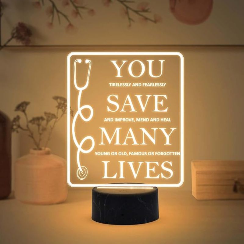 You Save Many Lives night lamp with Warm White Light Gift for Happy Doctors Day Thankyou Gift for Doctor , Thankyou Gift for Physicians, Gynecologist, Physiotherapist, Nurse & Doctor Appreciation Gift