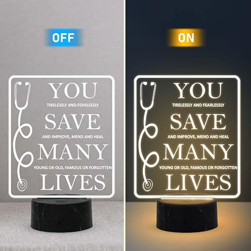 You Save Many Lives night lamp with Warm White Light Gift for Happy Doctors Day Thankyou Gift for Doctor , Thankyou Gift for Physicians, Gynecologist, Physiotherapist, Nurse & Doctor Appreciation Gift