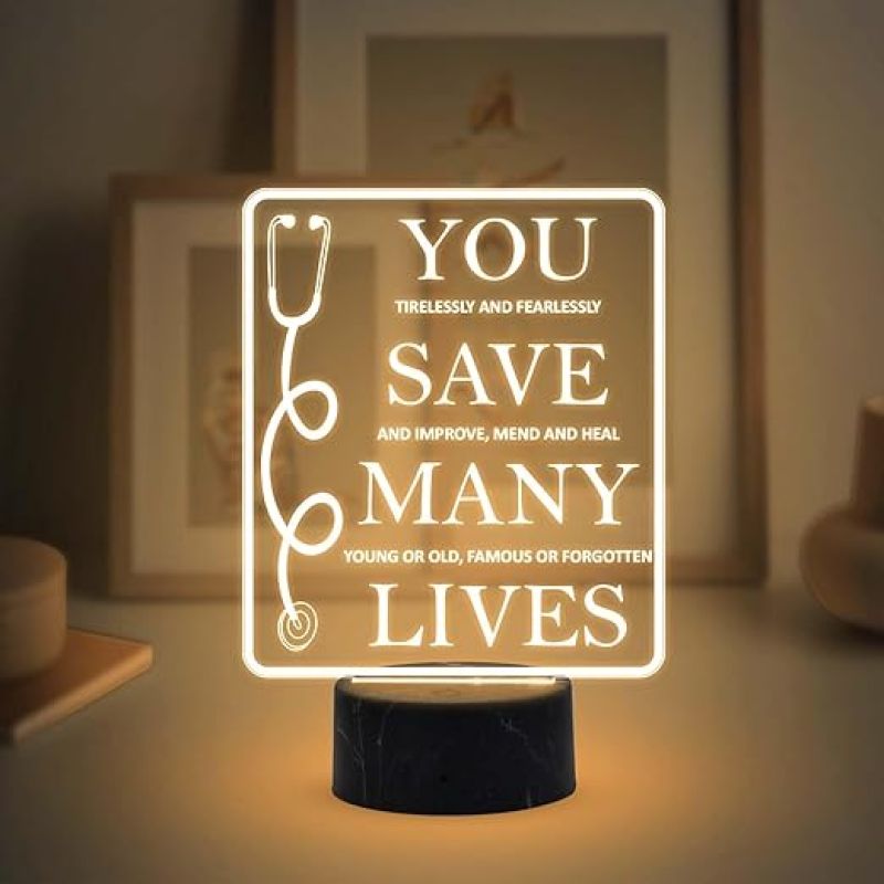 You Save Many Lives night lamp with Warm White Light Gift for Happy Doctors Day Thankyou Gift for Doctor , Thankyou Gift for Physicians, Gynecologist, Physiotherapist, Nurse & Doctor Appreciation Gift