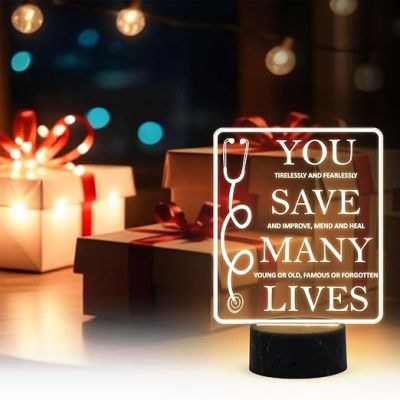 You Save Many Lives night lamp with Warm White Light Gift for Happy Doctors Day Thankyou Gift for Doctor , Thankyou Gift for Physicians, Gynecologist, Physiotherapist, Nurse & Doctor Appreciation Gift