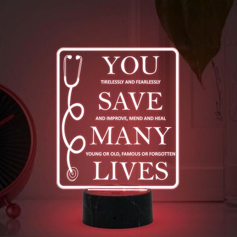 You Save Many Lives night lamp with Multicolored Light Happy Doctors Day, Thankyou Gift for Doctor, Thankyou Gift for Physicians, Gynecologist, Physiotherapist, Nurse & Doctor Appreciation Gift