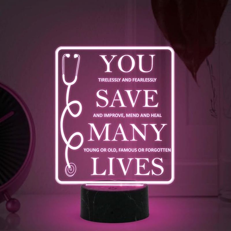 You Save Many Lives night lamp with Multicolored Light Happy Doctors Day, Thankyou Gift for Doctor, Thankyou Gift for Physicians, Gynecologist, Physiotherapist, Nurse & Doctor Appreciation Gift