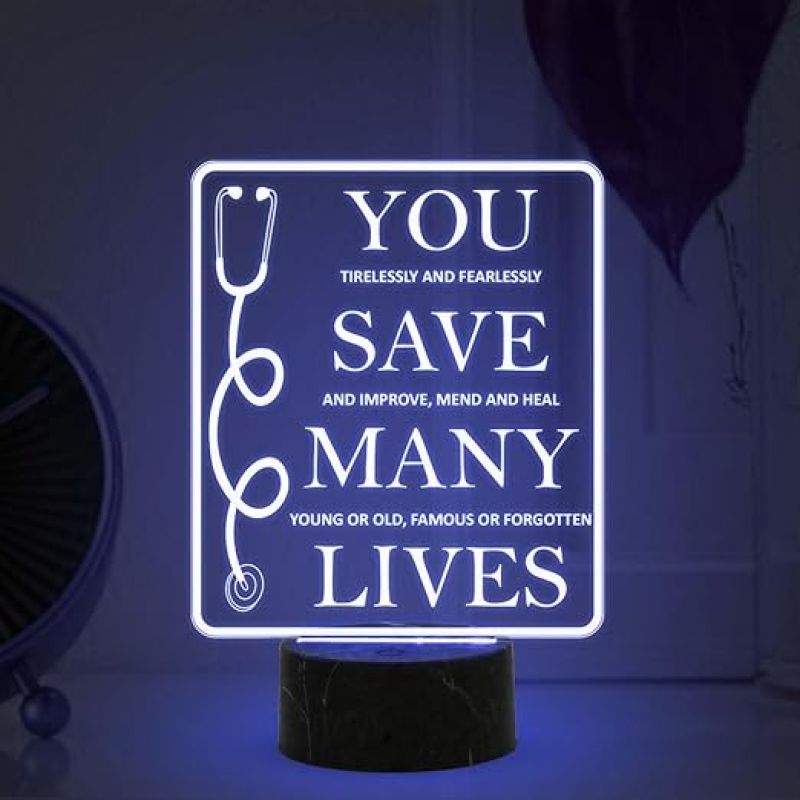 You Save Many Lives night lamp with Multicolored Light Happy Doctors Day, Thankyou Gift for Doctor, Thankyou Gift for Physicians, Gynecologist, Physiotherapist, Nurse & Doctor Appreciation Gift