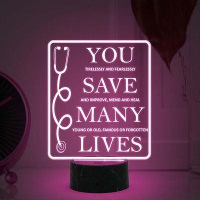 You Save Many Lives night lamp with Multicolored Light Happy Doctors Day, Thankyou Gift for Doctor, Thankyou Gift for Physicians, Gynecologist, Physiotherapist, Nurse & Doctor Appreciation Gift