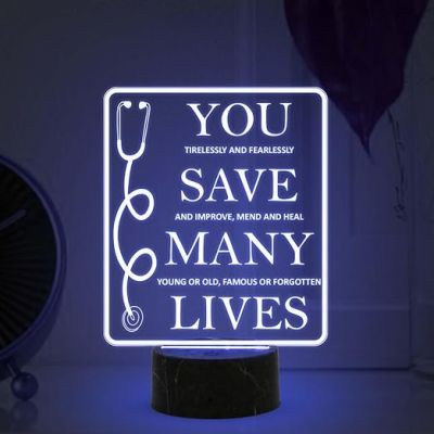 You Save Many Lives night lamp with Multicolored Light Happy Doctors Day, Thankyou Gift for Doctor, Thankyou Gift for Physicians, Gynecologist, Physiotherapist, Nurse & Doctor Appreciation Gift