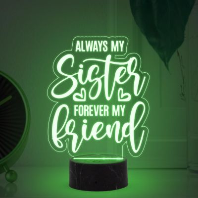 Always My Sister Forever My Friend Engraved night lamp with Multicolored Light Gift for Raksha Bandhan, Birthday, Christmas,