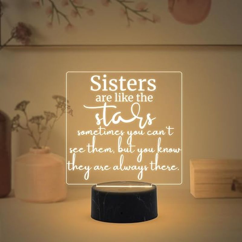 Sister Are Like The Stars night lamp with Warm White Light Gift for Sister , Birthday Gift for Sister , Raksha Bandhan Gift for Sister , Surprise Gift for Sister