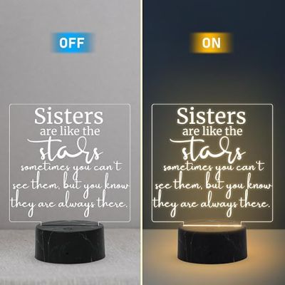 Sister Are Like The Stars night lamp with Warm White Light Gift for Sister , Birthday Gift for Sister , Raksha Bandhan Gift for Sister , Surprise Gift for Sister