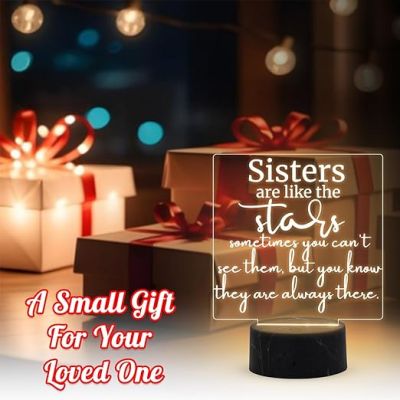 Sister Are Like The Stars night lamp with Warm White Light Gift for Sister , Birthday Gift for Sister , Raksha Bandhan Gift for Sister , Surprise Gift for Sister