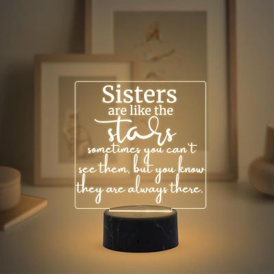 Sister Are Like The Stars night lamp with Warm White Light Gift for Sister , Birthday Gift for Sister , Raksha Bandhan Gift for Sister , Surprise Gift for Sister