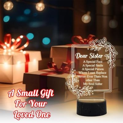 Dear Sister night lamp with Warm White Light Gift for Sister , Birthday Gift for Sister , Raksha Bandhan Gift for Sister , Surprise Gift for Sister