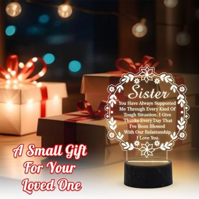Sister night lamp with Warm White Light Gift for Sister , Birthday Gift for Sister , Raksha Bandhan Gift for Sister , Surprise Gift for Sister