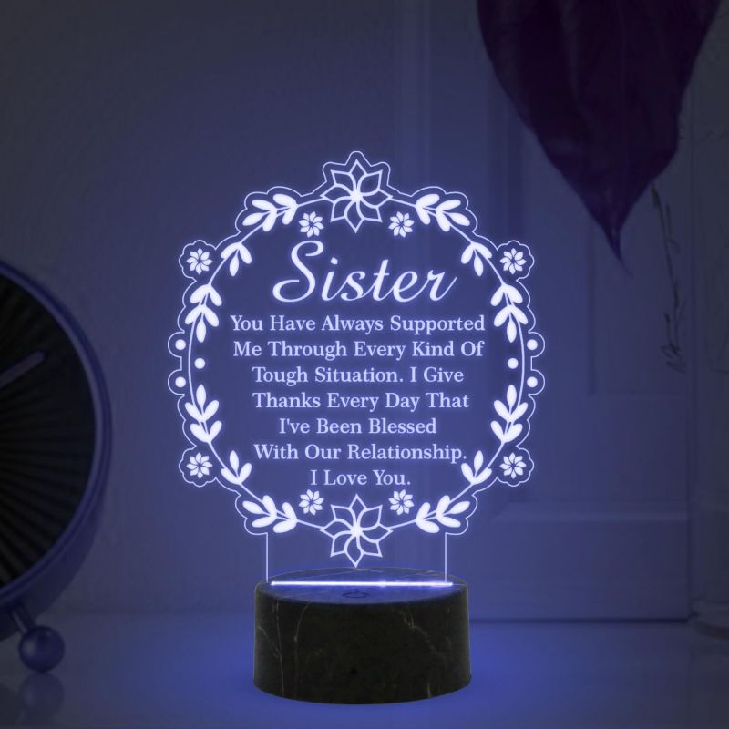 Sister night lamp with Multicolored Light Gift for Sister , Birthday Gift for Sister , Raksha Bandhan Gift for Sister , Surprise Gift for Sister