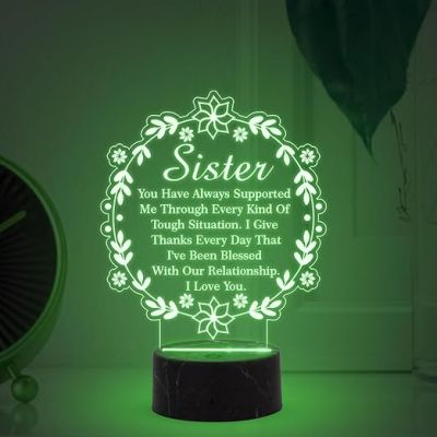 Sister night lamp with Multicolored Light Gift for Sister , Birthday Gift for Sister , Raksha Bandhan Gift for Sister , Surprise Gift for Sister
