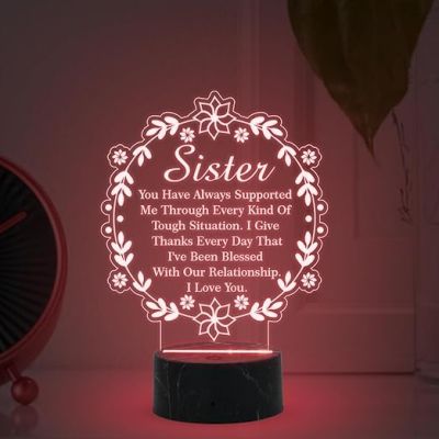 Sister night lamp with Multicolored Light Gift for Sister , Birthday Gift for Sister , Raksha Bandhan Gift for Sister , Surprise Gift for Sister