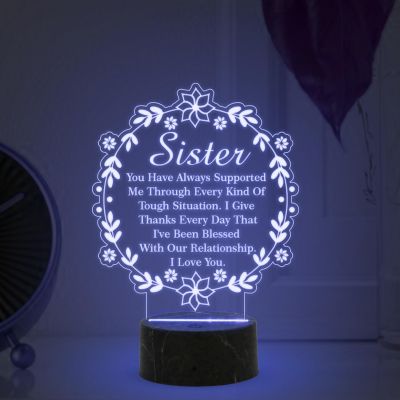 Sister night lamp with Multicolored Light Gift for Sister , Birthday Gift for Sister , Raksha Bandhan Gift for Sister , Surprise Gift for Sister