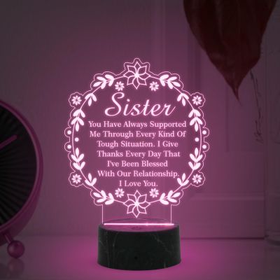 Sister night lamp with Multicolored Light Gift for Sister , Birthday Gift for Sister , Raksha Bandhan Gift for Sister , Surprise Gift for Sister