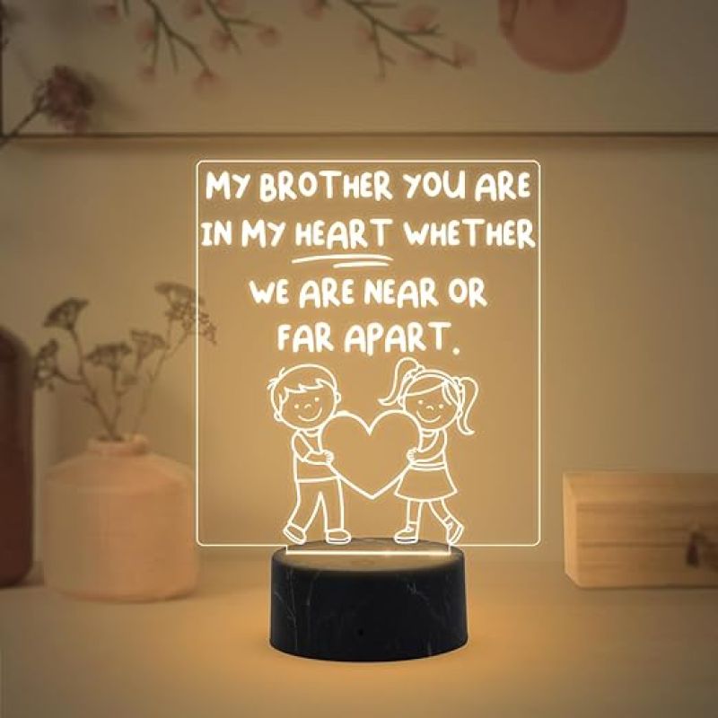 My Brother You are in My Heart night lamp with Warm White Light  Gift for Sister , Birthday Gift for Sister , Raksha Bandhan Gift for Sister , Surprise Gift for Sister
