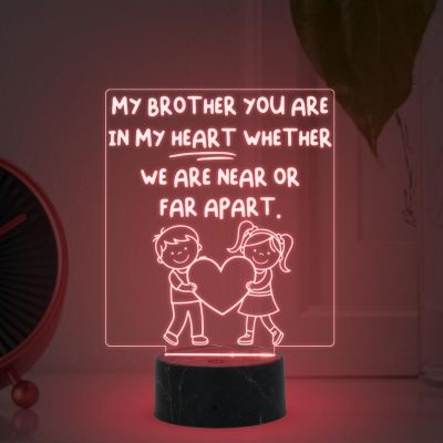 My Brother You are in My Heart night lamp with Multicolored Light Gift for Sister , Birthday Gift for Sister , Raksha Bandhan Gift for Sister , Surprise Gift for Sister