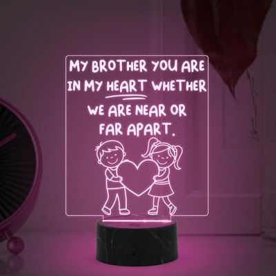 My Brother You are in My Heart night lamp with Multicolored Light Gift for Sister , Birthday Gift for Sister , Raksha Bandhan Gift for Sister , Surprise Gift for Sister