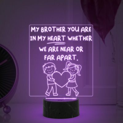My Brother You are in My Heart night lamp with Multicolored Light Gift for Sister , Birthday Gift for Sister , Raksha Bandhan Gift for Sister , Surprise Gift for Sister