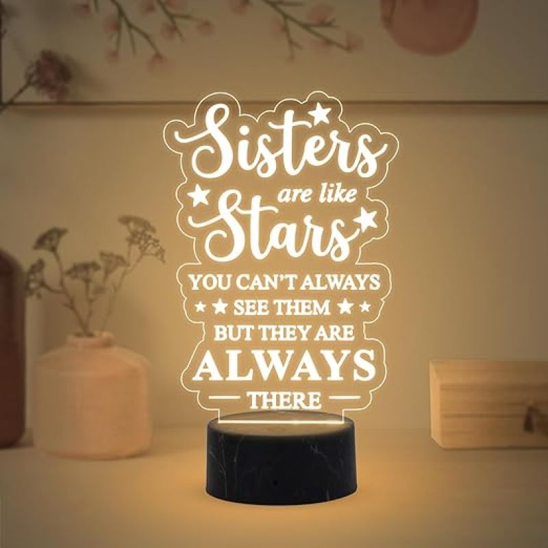 Sister are Like Stars night lamp with Warm White Light Gift for Sister , Birthday Gift for Sister , Raksha Bandhan Gift for Sister , Surprise Gift for Sister