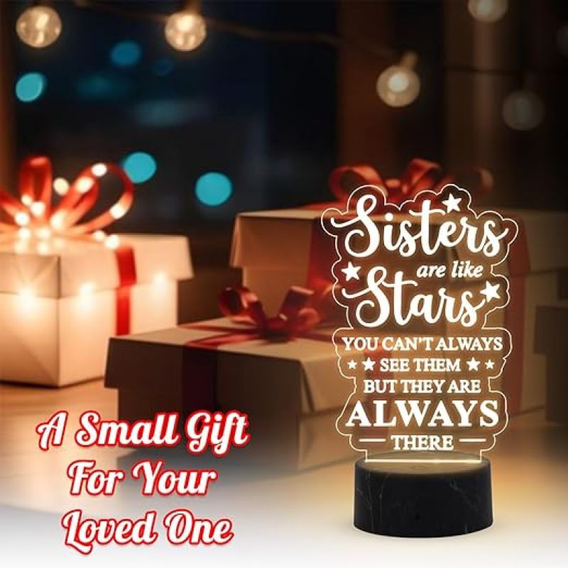 Sister are Like Stars night lamp with Warm White Light Gift for Sister , Birthday Gift for Sister , Raksha Bandhan Gift for Sister , Surprise Gift for Sister