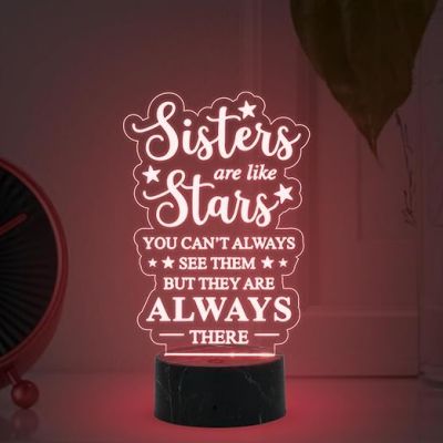 Sister are Like Stars night lamp with Multicolored Light Gift for Sister , Birthday Gift for Sister , Raksha Bandhan Gift for Sister , Surprise Gift for Sister