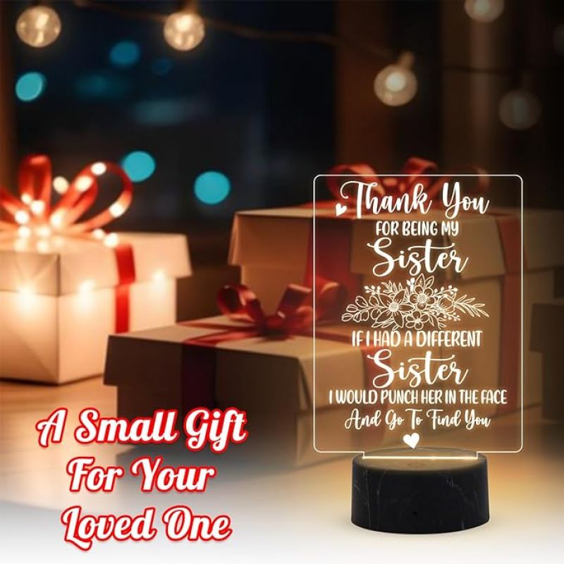 Thankyou You for being my Sister night lamp with Warm White Light Gift for Sister , Birthday Gift for Sister , Raksha Bandhan Gift for Sister , Surprise Gift for Sister
