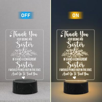 Thankyou You for being my Sister night lamp with Warm White Light Gift for Sister , Birthday Gift for Sister , Raksha Bandhan Gift for Sister , Surprise Gift for Sister