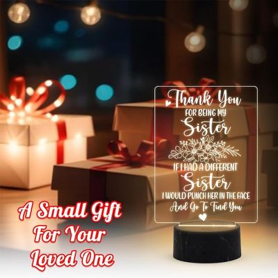 Thankyou You for being my Sister night lamp with Warm White Light Gift for Sister , Birthday Gift for Sister , Raksha Bandhan Gift for Sister , Surprise Gift for Sister