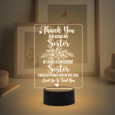 Thankyou You for being my Sister night lamp with Warm White Light Gift for Sister , Birthday Gift for Sister , Raksha Bandhan Gift for Sister , Surprise Gift for Sister