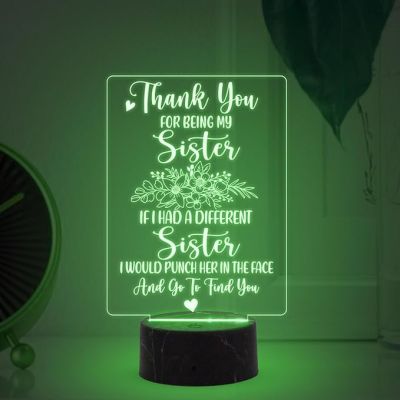Thankyou You for being my Sister night lamp with Multicolored Light Gift for Sister , Birthday Gift for Sister , Raksha Bandhan Gift for Sister , Surprise Gift for Sister
