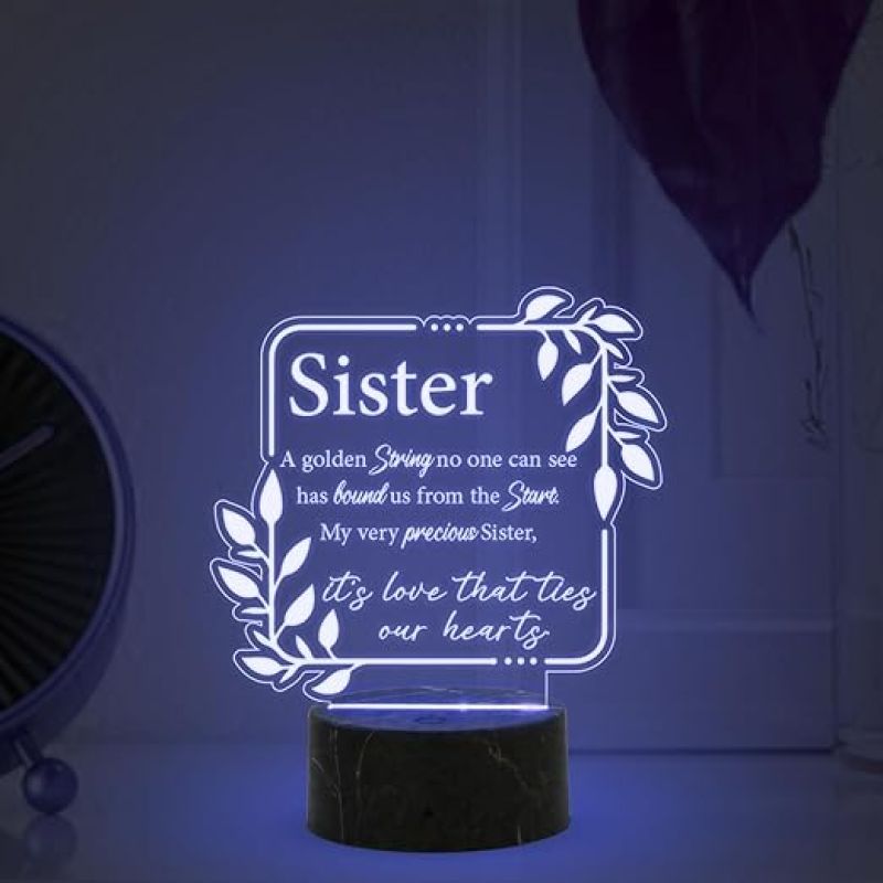 its Love That Ties Our Hearts night lamp with Multicolored Light Gift for Sister , Birthday Gift for Sister , Raksha Bandhan Gift for Sister , Surprise Gift for Sister