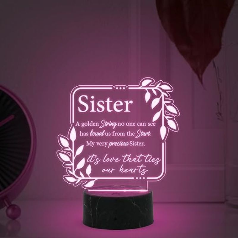 its Love That Ties Our Hearts night lamp with Multicolored Light Gift for Sister , Birthday Gift for Sister , Raksha Bandhan Gift for Sister , Surprise Gift for Sister