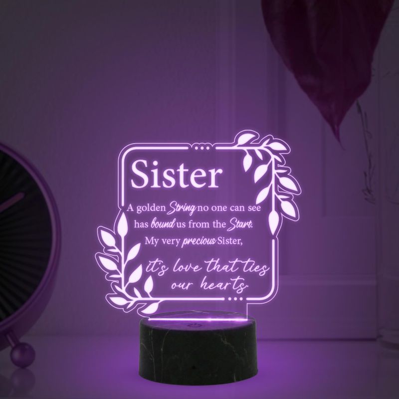 its Love That Ties Our Hearts night lamp with Multicolored Light Gift for Sister , Birthday Gift for Sister , Raksha Bandhan Gift for Sister , Surprise Gift for Sister