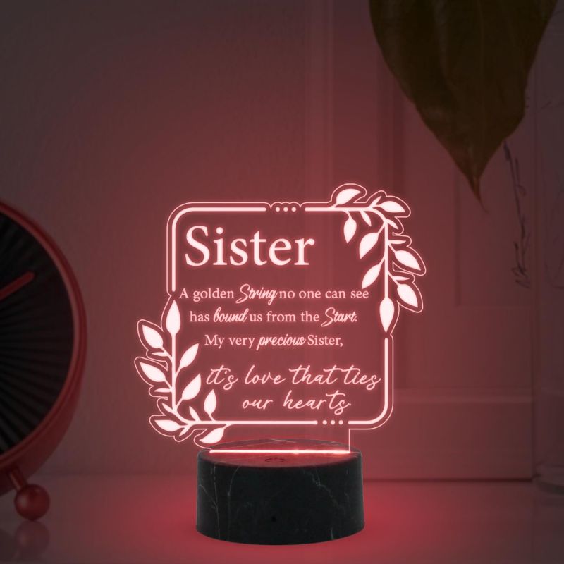 its Love That Ties Our Hearts night lamp with Multicolored Light Gift for Sister , Birthday Gift for Sister , Raksha Bandhan Gift for Sister , Surprise Gift for Sister