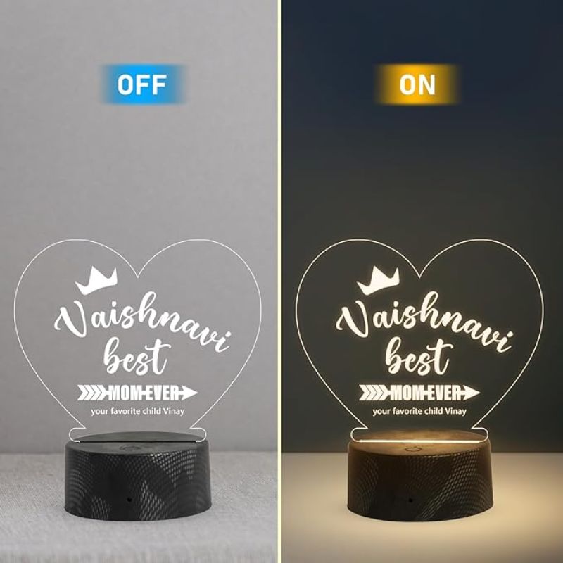 Best Mom Ever night Lamp with Warm White Light Customize with Name Birthday Gift for Mom from Daughter & Son , Surprise Gift for Mom , Mothers Day Gift