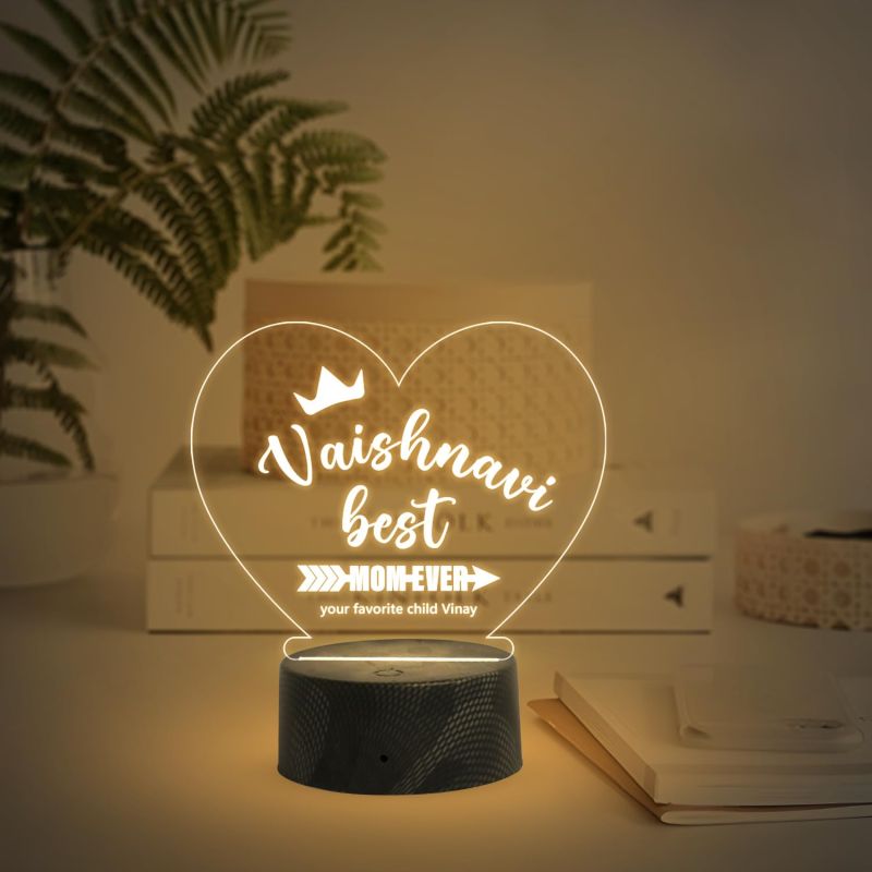 Best Mom Ever night Lamp with Warm White Light Customize with Name Birthday Gift for Mom from Daughter & Son , Surprise Gift for Mom , Mothers Day Gift