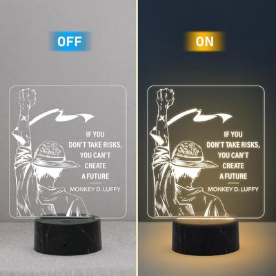 3D Illusion Monkey D. Luffy  night lamp with Warm White Light Gift for Anime Lover & Birthday, Gift for Kids Anime Home Decor