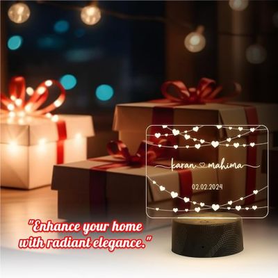 Personalized Couple night lamp with Warm White Light Customize with Name Date Anniversary Gift for Husband Wife, Birthday Gift for Girlfriend Boyfriend, Gift for Someone Special