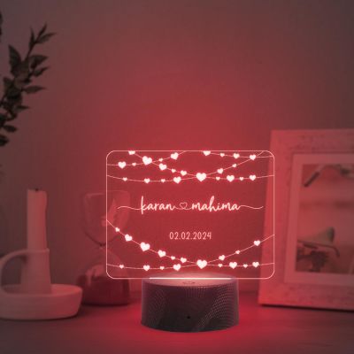 Personalized Couple night lamp with Automatic Color Changing Light Customize with Name Date Anniversary Gift for Husband Wife, Birthday Gift for Girlfriend Boyfriend, Gift for Someone Special