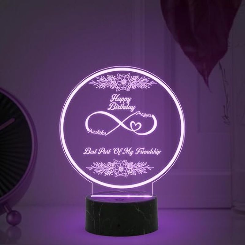 Best Past of My Friendship night lamp with Automatic Color Changing Light Customized with Name Happy Birthday Gift for Best Friend, Birthday Gift for Bestie, Friendship Gift