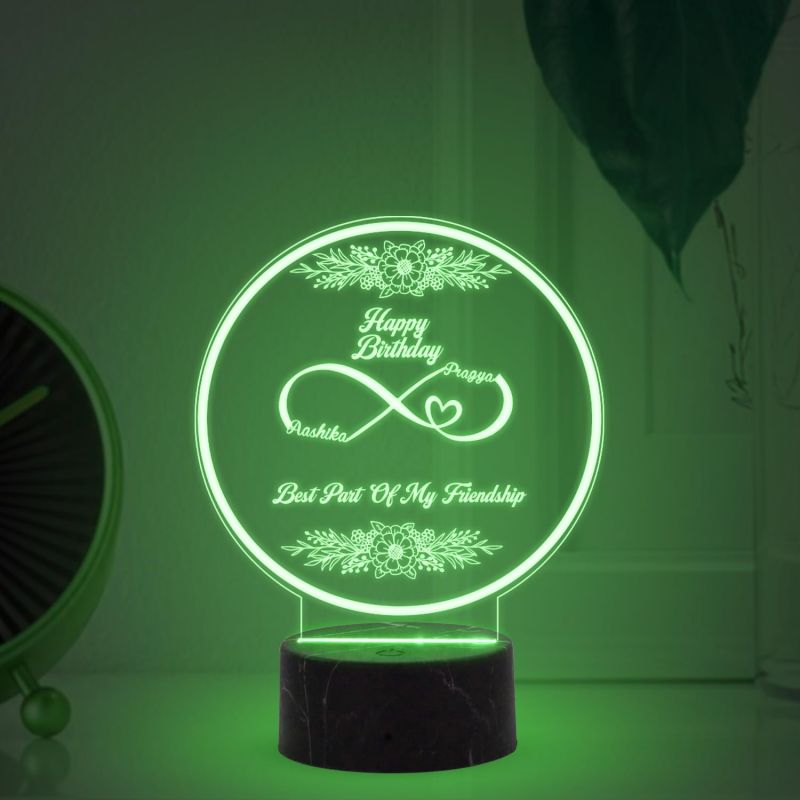 Best Past of My Friendship night lamp with Automatic Color Changing Light Customized with Name Happy Birthday Gift for Best Friend, Birthday Gift for Bestie, Friendship Gift