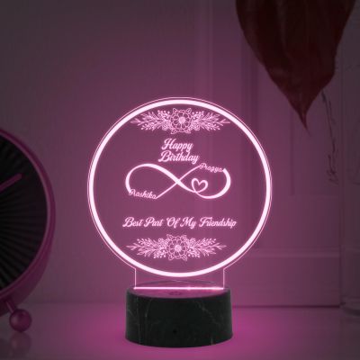 Best Past of My Friendship night lamp with Automatic Color Changing Light Customized with Name Happy Birthday Gift for Best Friend, Birthday Gift for Bestie, Friendship Gift