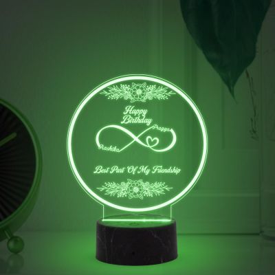 Best Past of My Friendship night lamp with Automatic Color Changing Light Customized with Name Happy Birthday Gift for Best Friend, Birthday Gift for Bestie, Friendship Gift