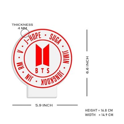 3D Illusion BTS Group Member Name Night Lamp with Warm White Light Gift for Women Girls Girlfriend Teen Girl Friends & Birthday Return Gift, Home Decor