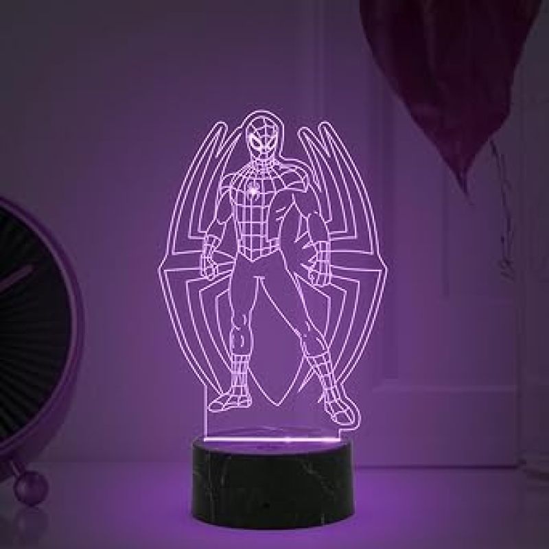 3D illusion Avengers Spiderman night lamp with Multicolored Light Birthday Gift for Marvel Fans Gift for Avengers Lovers Kids Room Decor